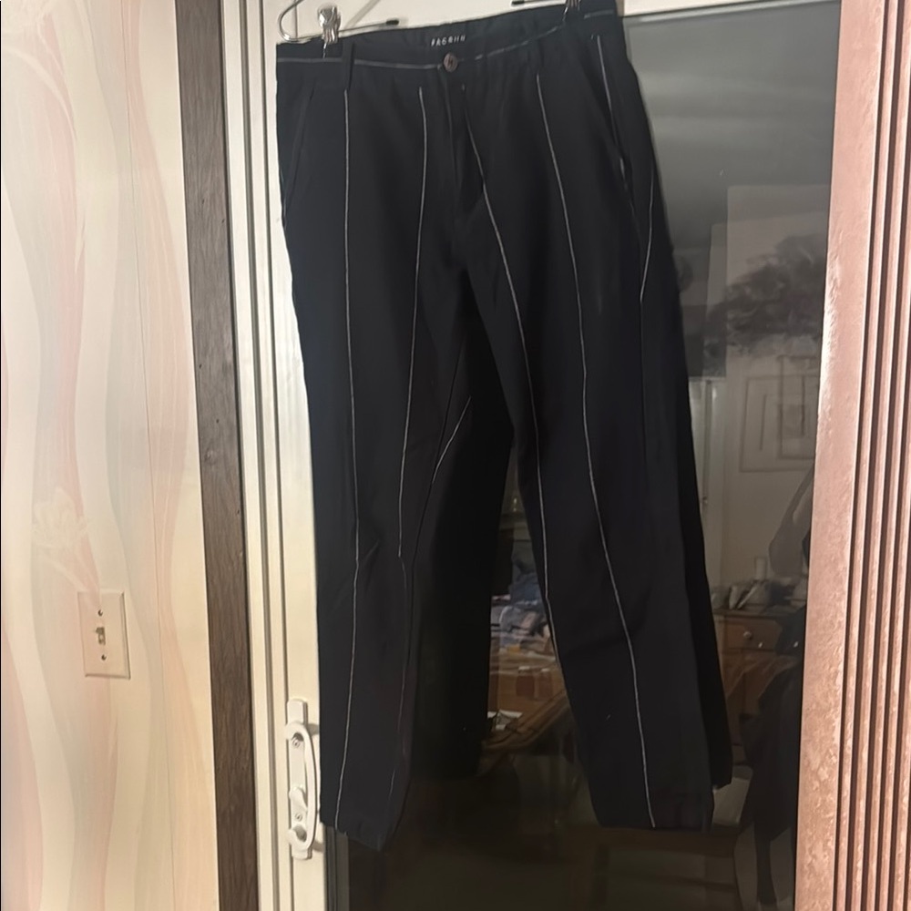 PacSun Black Pants with White Pinstripes